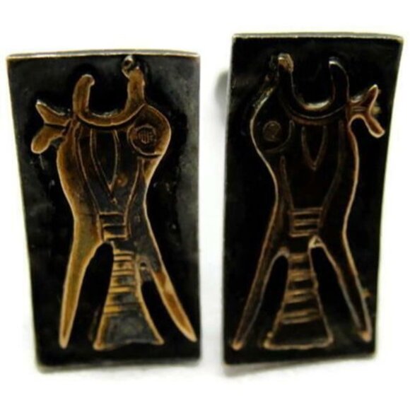 Vintage Peruvian 18K 925 Gold Inca Iconographic Bird Fish Cufflinks- 11.43g - Picture 5 of 11